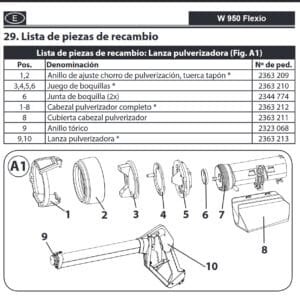 Recambio Lanza para Turbina W950
